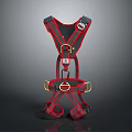 Red Black Safety Harness With Adjustable Straps And Metal Buckles For Daily Use