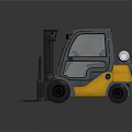 Yellow And Blue Industrial Forklift With Cab And Front Forks Design
