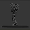 Detailed Mechanical Robot Figure With Complex Design On Illuminated Circular Base