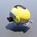 Yellow Diving Helmet With Transparent Face Shield And Black Components 3d model
