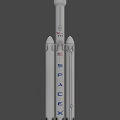 Military Weapon Rocket System Featuring Three Boosters And Engine Cluster In Space 3d model