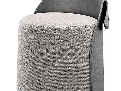 Comfortable Modern Gray Fabric Single Chair With Leather Rolled Backrest Design 3d model
