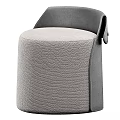Comfortable Modern Gray Fabric Single Chair With Leather Rolled Backrest Design
