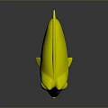 Cartoon Green Striped Fish Character With Big Red Eyes 3D Model Design