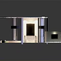 Cartoon Scene of Modern Waterfront House with Glass Windows Terrace and Reflection