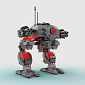 Building Blocks Robot Mech with Gray Structure Red Lights and Weaponry 3d model
