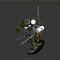 Military Style Camouflage Mech With Twin Cannons And Multi Legged Structure