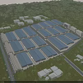 Large Industrial Factory Complex With Blue Roof Structures And Systematic Layout Design 3d model