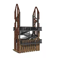 Roadside Facility Multi Level Structure With Wooden And Metal Staircase And Platform