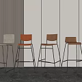 Modern Bar Stools With Metal Frames And Various Colored Seats In Contemporary Interior 3d model