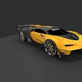 Bugatti Yellow And Black Sports Car With Sleek Aerodynamic Design And Large Alloy Wheels