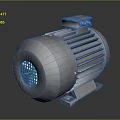 White Electric Motor With Ribbed Casing Base Mount And Front Vent Grille 3d model