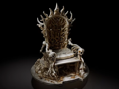 Single Sofa With Intricate Bone Decorations And Skull Accents Gothic Fantasy Design 3d model