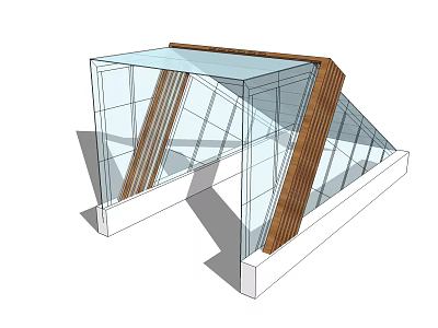 Modern Garden Landscape Design With Glass Structure Wooden Frames And Natural Light 3d model