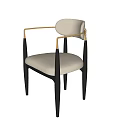 Modern Single Chair With Light Gray Fabric Cushion Gold Armrests And Black Sleek Metal Legs