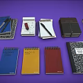 Various Colored Notebooks Including Spiral And Hardcover With Pens For Daily Use