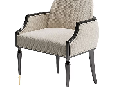 Modern Beige Fabric Accent Chair With Black Frame And Gold Leg Details 3d model