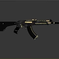Gold and Black Tactical Assault Rifle With Detailed Design And Metallic Finish