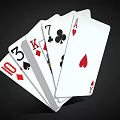 Display of Playing Cards Featuring Ten Three King Seven and Ace on Black Background