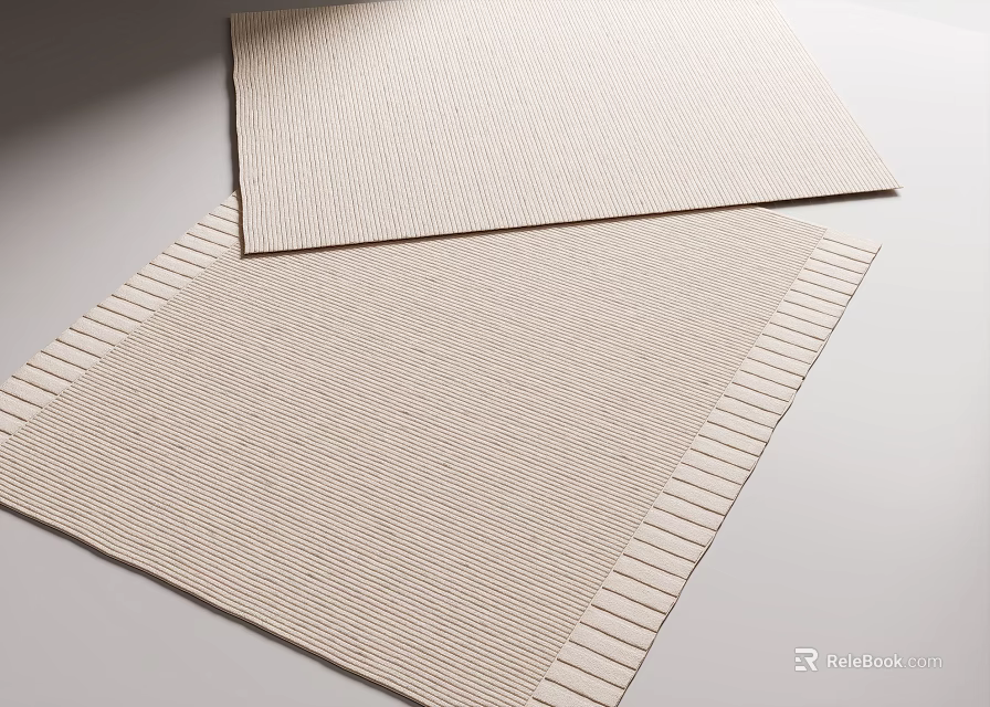 Light Toned Square Rugs With Textured Patterns And Borders 3d model