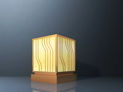Modern Square Outdoor Light With Warm Yellow Glow And Decorative Line Design 3d model