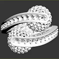 Sparkling Silver Diamond Ring With Spherical Rhinestone Design And Shiny Setting 3d model