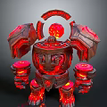 Fierce Red Mechanical Guardian Construct With Glowing Core And Armor Plates 3d model