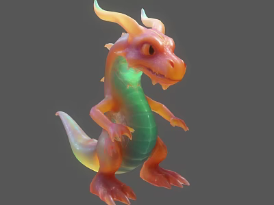 Colorful Dragon 3D Model for Game and Movie Fantasy Character with Shiny Scales 3d model