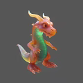 Colorful Dragon 3D Model for Game and Movie Fantasy Character with Shiny Scales