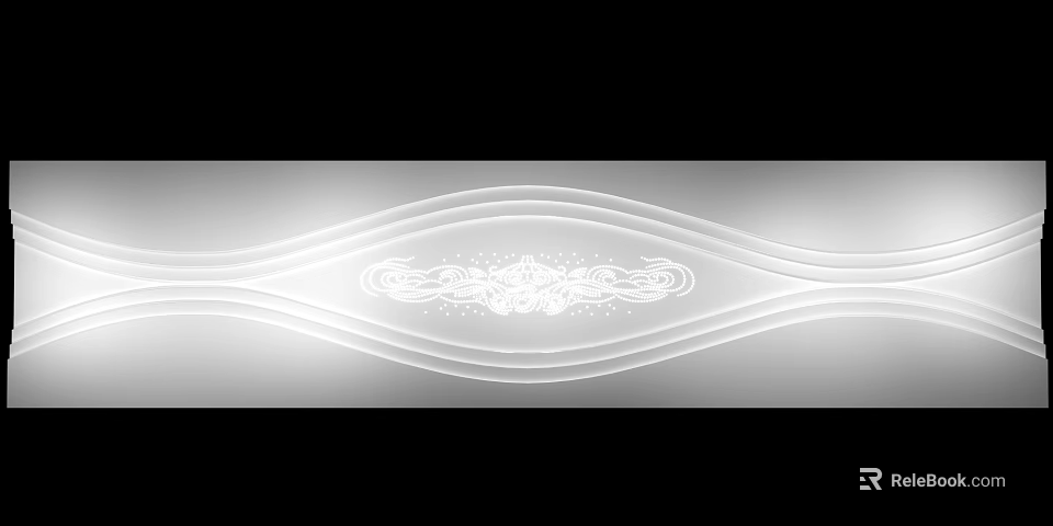 Modern Background Wall Design With White Wavy Lines And Decorative Pattern 3d model 