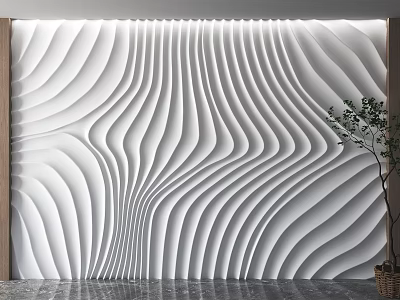 Modern 3D Wavy White Sofa Background Wall Design 3d model