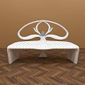 Modern Artistic Public Chair With Curved Metal Structure And Sculptural Backrest