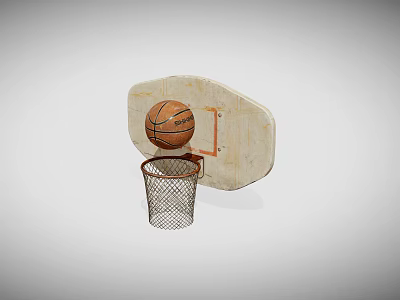 High Quality Basketball Sports Equipment Featuring Backboard Hoop Net And Ball 3d model