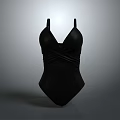 Sleek Black One Piece Swimsuit With V Neck And Cross Waist Design