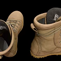 Beige High Top Lace Up Boots With Yellow Sole For Outdoor Activities And Daily Wear
