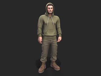 Cartoon Man Passerby Game Figure Hood Male Character Male Character Young Man 3d model