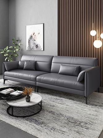 Modern double sofa coffee table combination 3d model