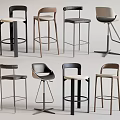 Modern Bar Stools with Diverse Styles Wooden Metal Legs and Upholstered Seats