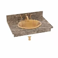 Luxury Golden Washbasin With Black Marble Countertop And Elegant Faucet Design