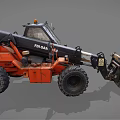 Bobcat Orange Industrial Telehandler With Extendable Arm And Front Bucket