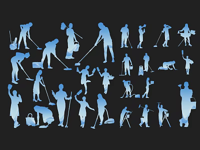 Sanitation Cleaner Cleaning Cleaner Cleaner Sanitation Worker Silhouette Paper Cut-off Wall Decoration Decorative Element Outline 3d model