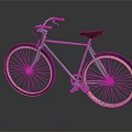 Vintage Style Bicycle With Green Frame Pink Wheels And Black Seat