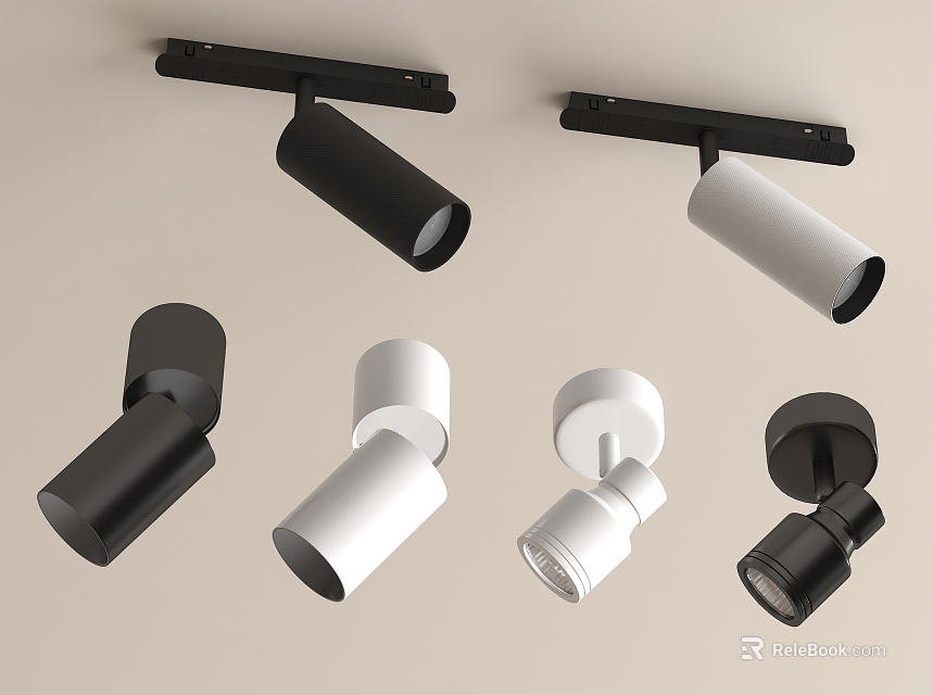 Black and White Modern Design Downlights and Spotlights Ceiling Mounted Home Interior Lighting Fixtures 3d model 