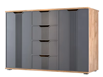 Modern Chest of Drawers with Gray Front Panels and Wooden Frame Storage Design 3d model