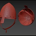 Ancient Metal Helmet With Leather Straps And Interior Structure Design 3d model