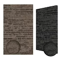 Stylish Brown and Gray Brick Walls with Spherical Decorative Object in Front 3d model