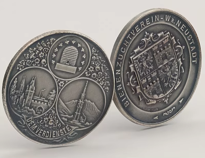 Commemorative Silver Coins Bienenzugverein Weinheim with Benediktenwald Architectural Emblem Designs 3d model