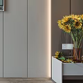 Modern Bedroom Accent Wall Design With Art Cabinets And Decor