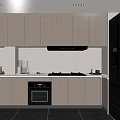 Modern Kitchen Interior With Light Wood Cabinets Black Appliances And Countertop