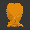 Orange Swan Shaped Ornament Featuring Spread Wings and Heart Shaped Hollow Design on Dark Surface